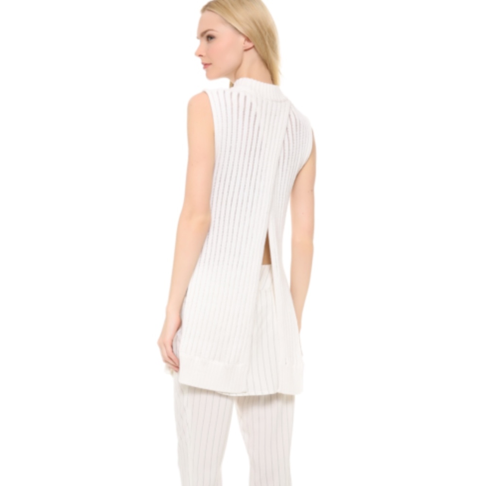 Thakoon Women's White Floating Rib Knit Wool Tunic